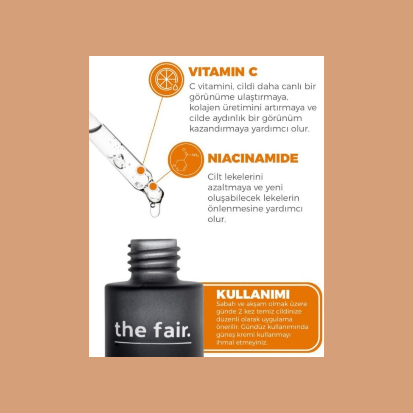 The Fair C-Gleam Serum içerik bilgisi - Niacinamide ve vitamin C ile gözenek bakımı