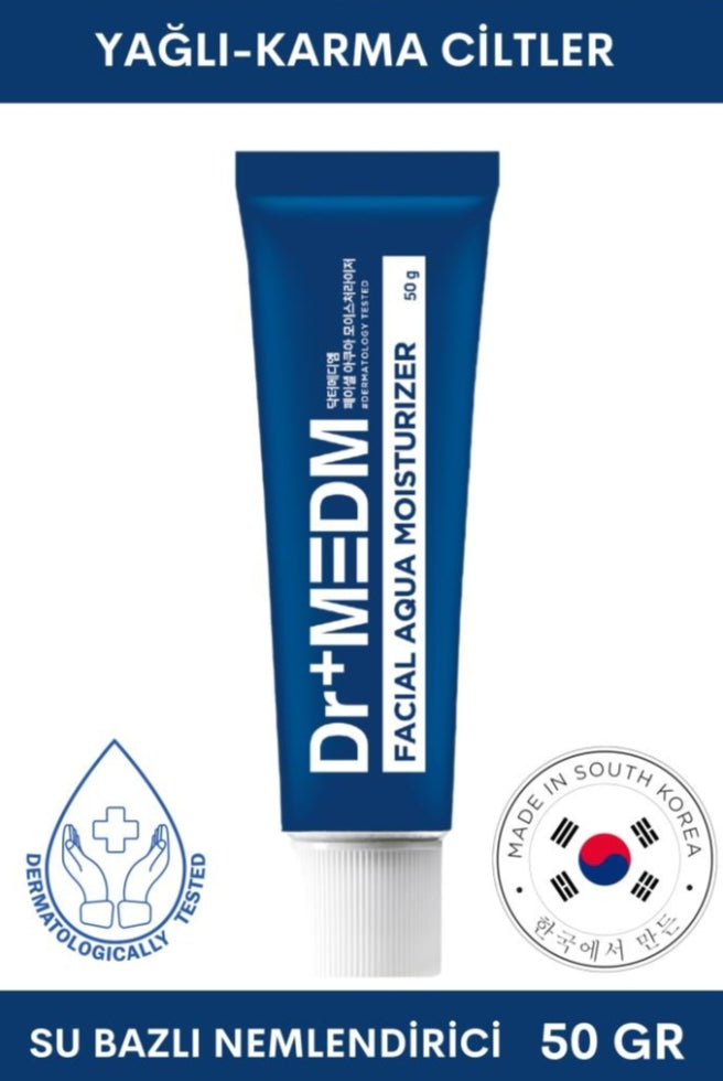 Dr+MEDM Facial Aqua Yağlı ve Karma Ciltler için Su Bazlı Nemlendirici Krem 50 GR
