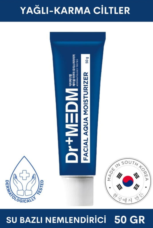 Dr+MEDM Facial Aqua Yağlı ve Karma Ciltler için Su Bazlı Nemlendirici Krem 50 GR