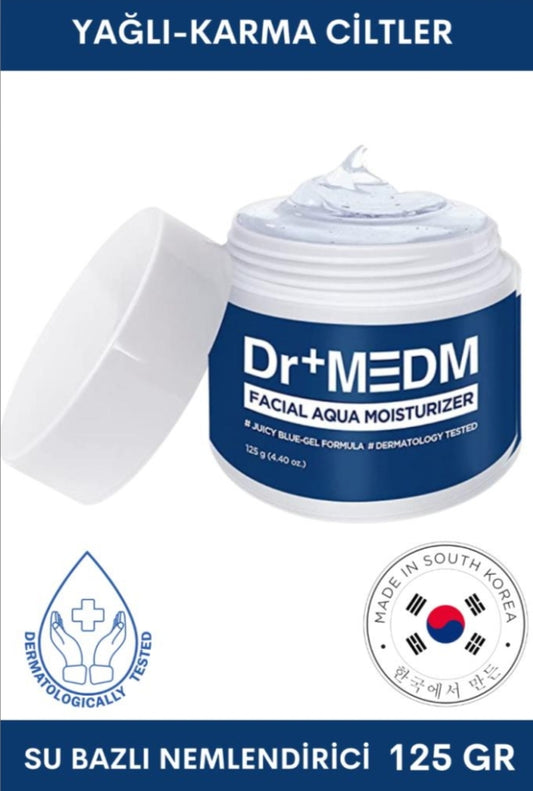 Dr+MEDM Facial Aqua Yağlı ve Karma Ciltler için Su Bazlı Nemlendirici Krem 125 GR