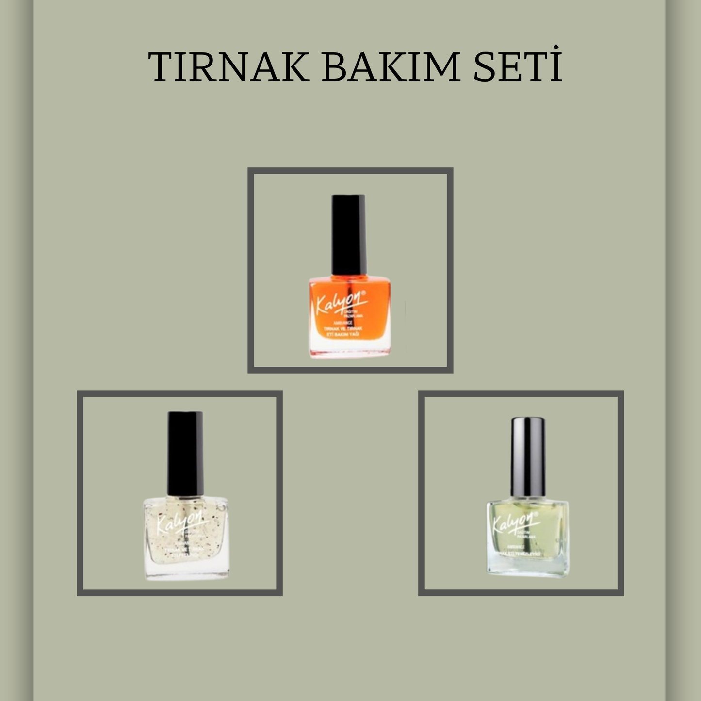 Kalyon Tırnak Bakım Seti 3'lü - Bakım Yağı, Temizleyici ve Peeling